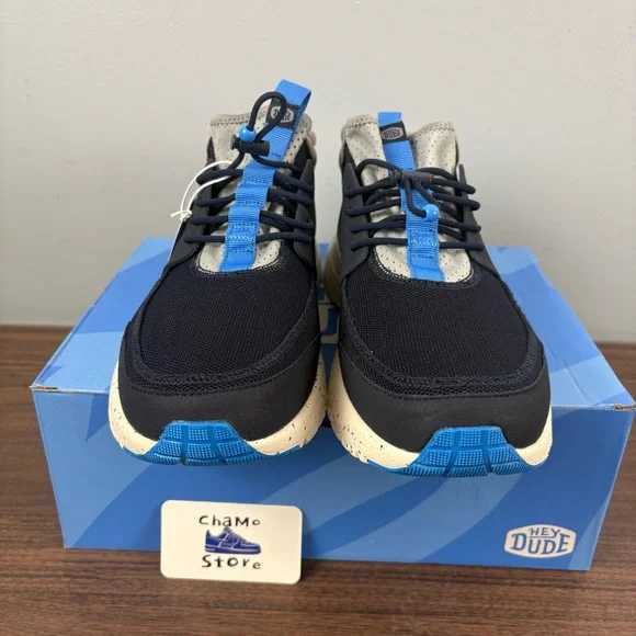 HEY DUDE SIROCCO MID TRAIL 40964-462 NAVY BLACK WHITE MEN SZ 14 - Picture 2 of 8